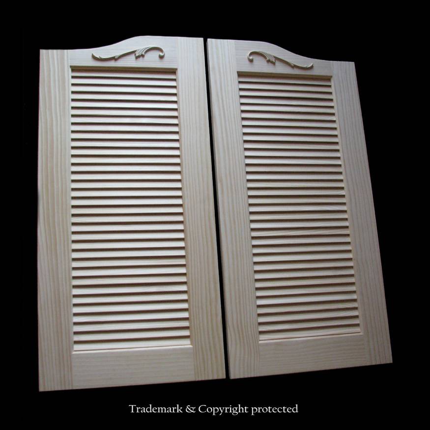 Large Pine Cafe Doors Louvered 5/0 Scroll 60